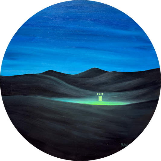 "Exit" painting on wood