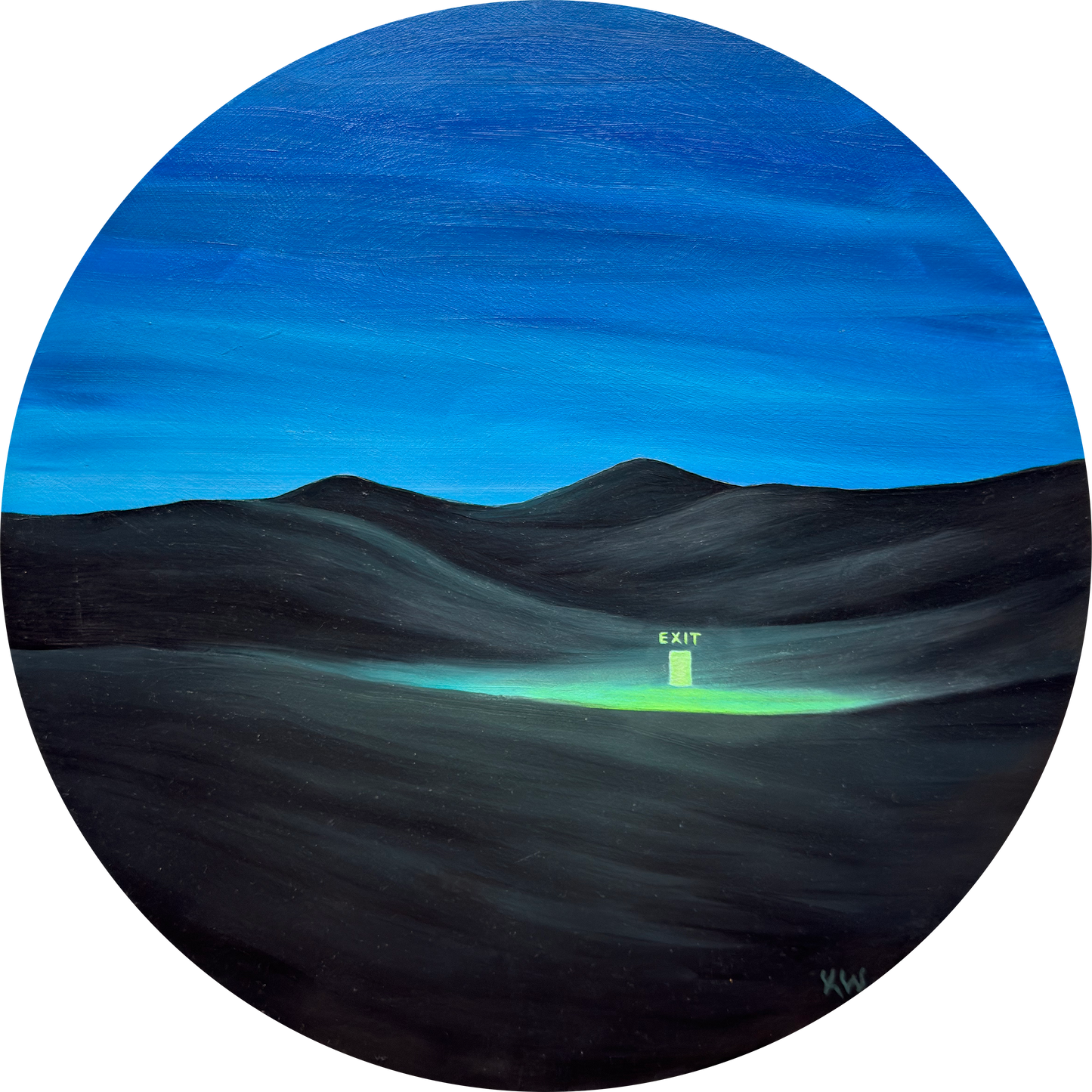 "Exit" painting on wood