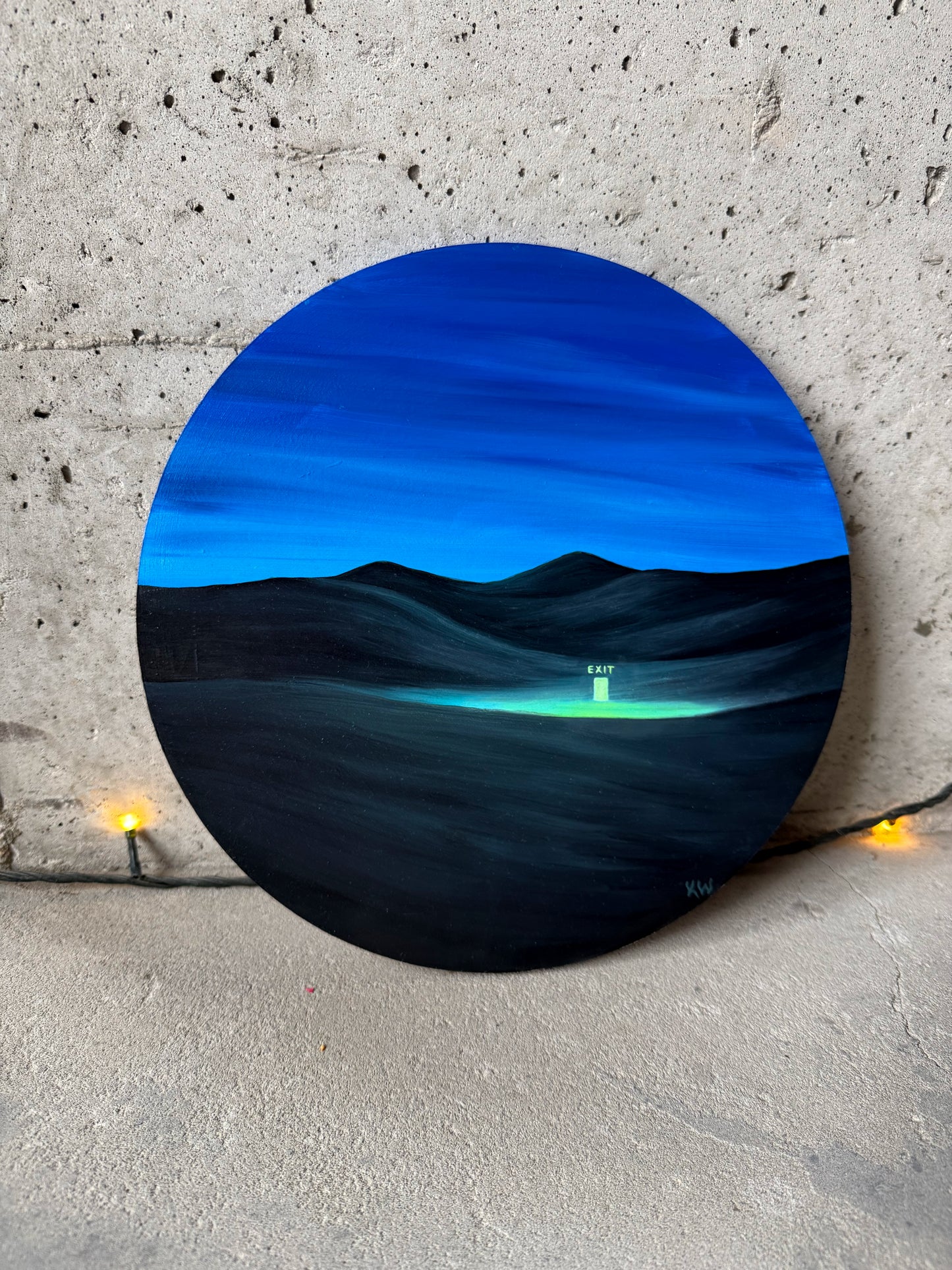 "EXIT" painting on wood