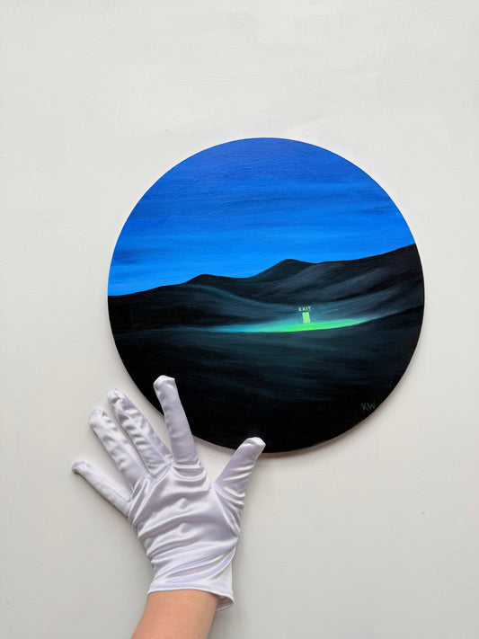 "EXIT" painting on wood