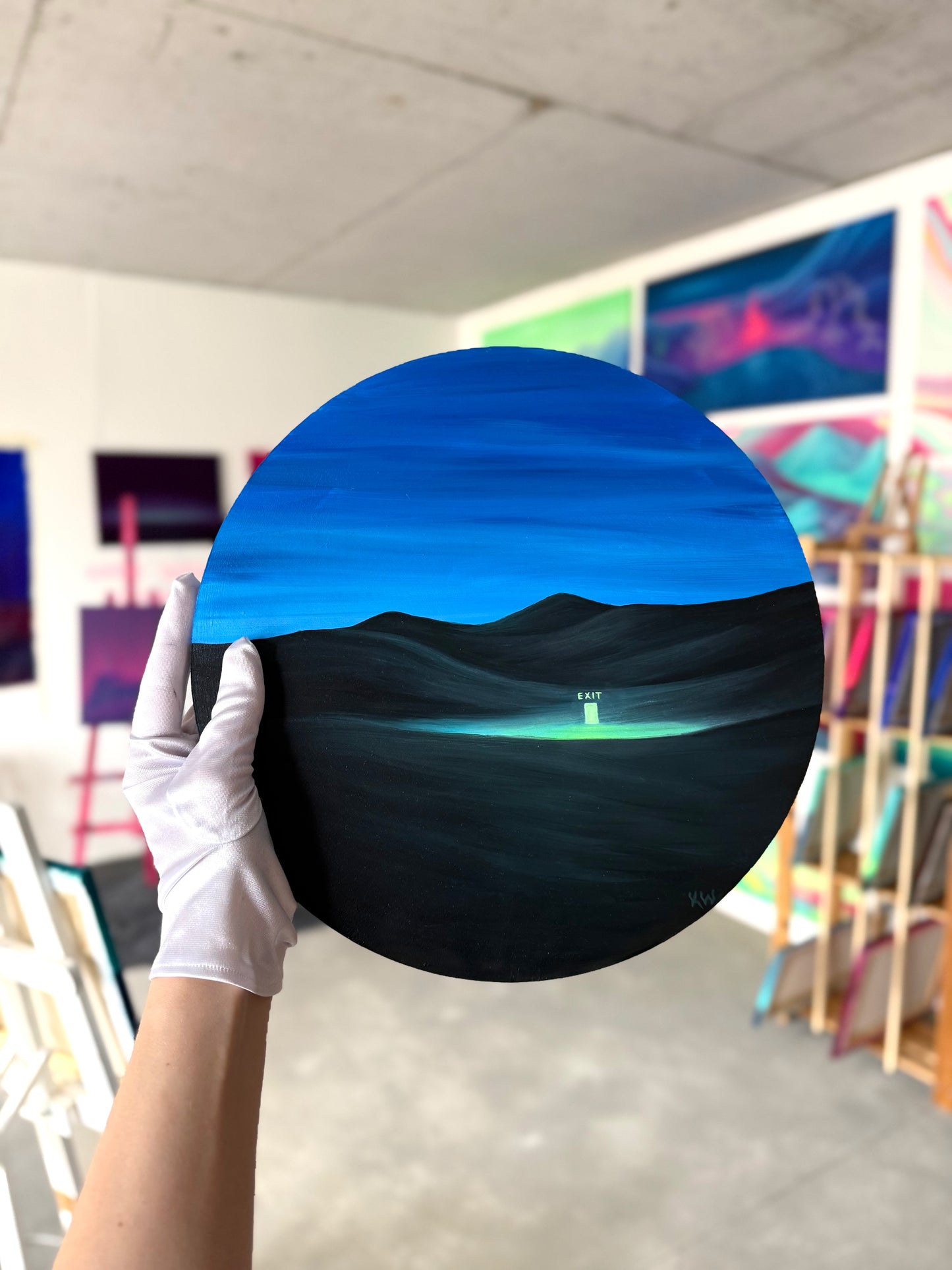 "EXIT" painting on wood