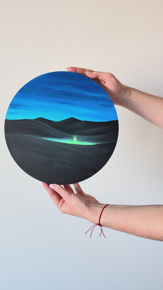 "EXIT" painting on wood